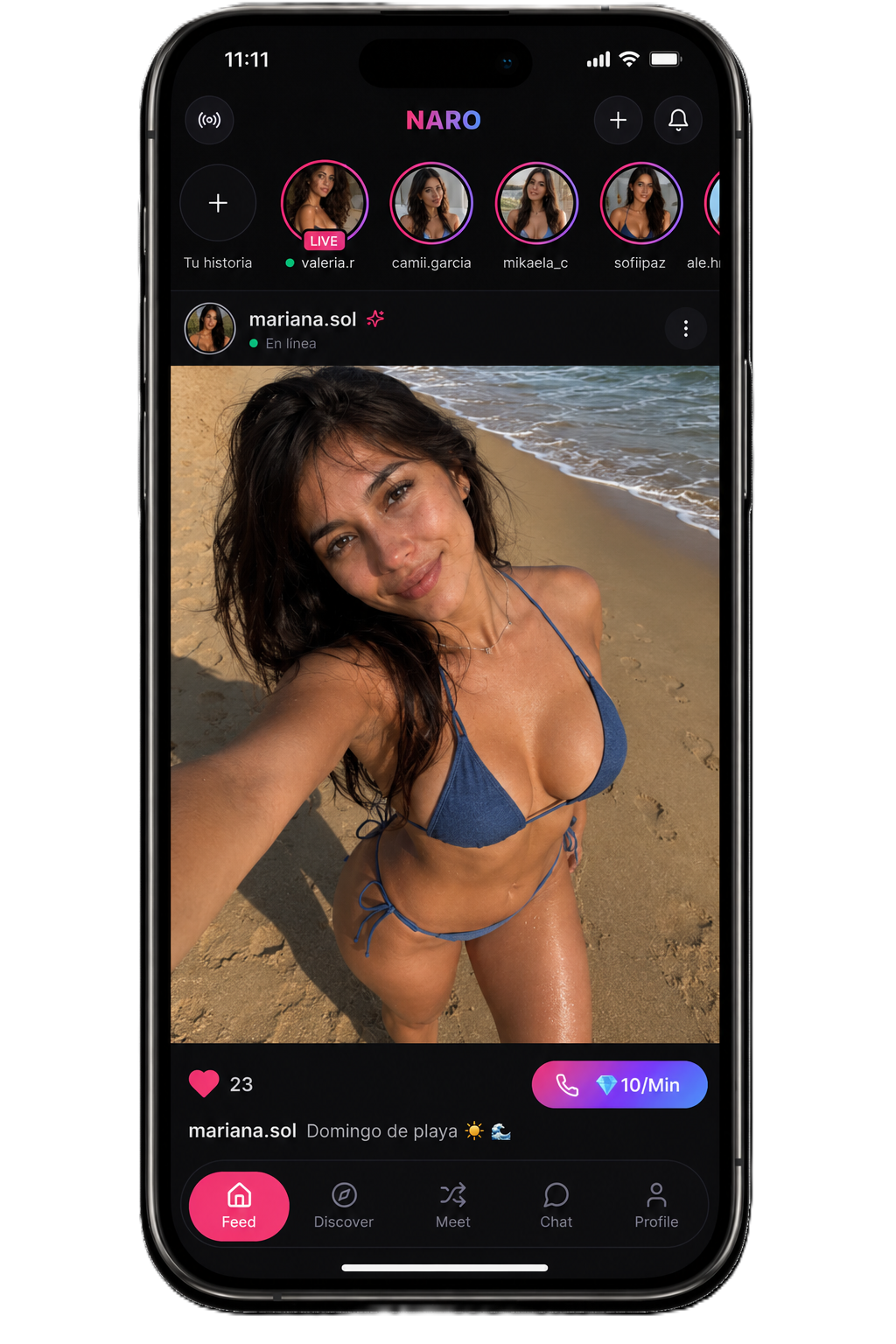 Naro — feed con creadora